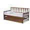 Baxton Studio Midori Walnut Wood Twin Size Daybed with Roll-Out Trundle Bed 168-10834-10835 - alternate 1